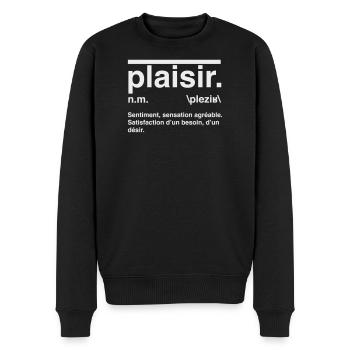 Pleasure Definition Dictionary Style - Men's Premium Organic Jumper - black - Front - Nico (187cm)