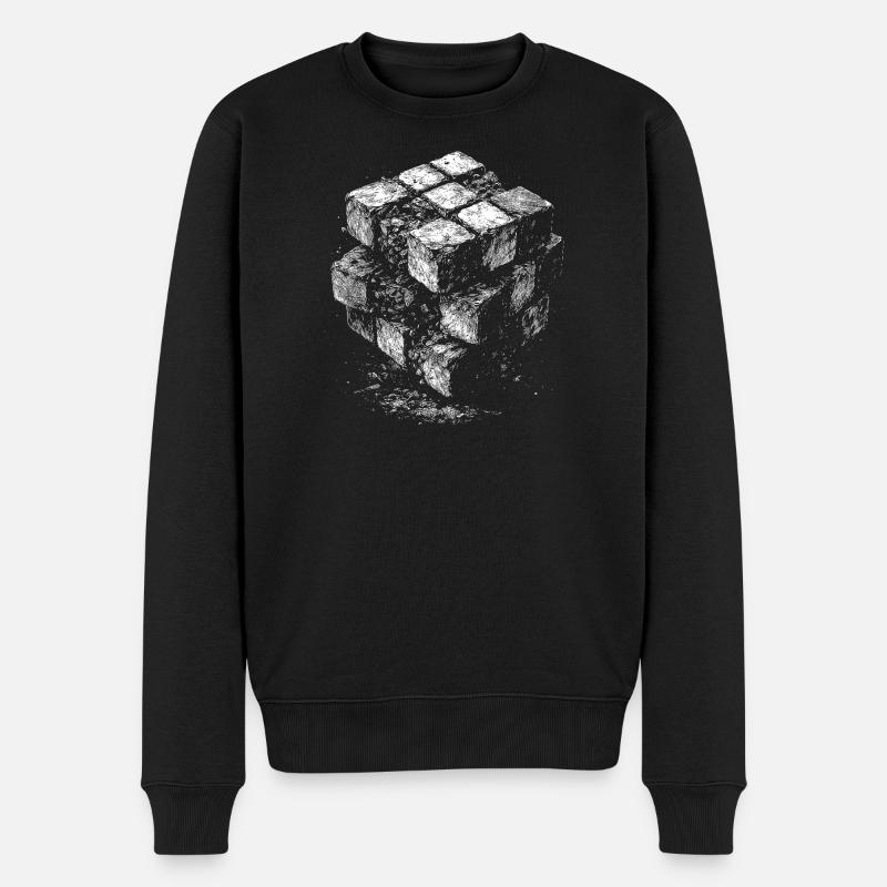 Géométrie du cube de briques - Pull Premium bio Homme - noir