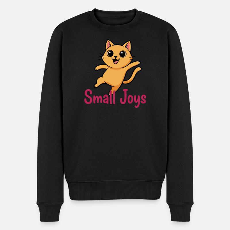Kleines Freudenkätzchen Sprung - Männer Premium Bio Pullover - Schwarz