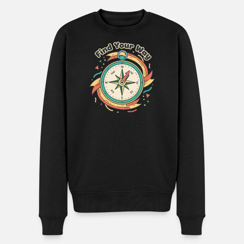 Finde Deinen Weg Kompass - Männer Premium Bio Pullover - Schwarz