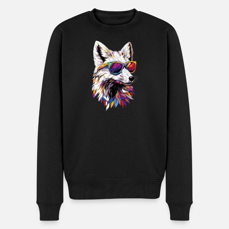 Polarfuchs Schneefuchs Eisfuchs Süßer Weißer Fuchs - Männer Premium Bio Pullover - Schwarz
