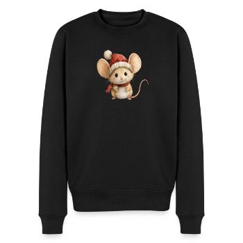 Petite Souris de Noël – Dessin Doux et Joyeux - Pull Premium bio Homme - noir - Devant - Nico (187cm)