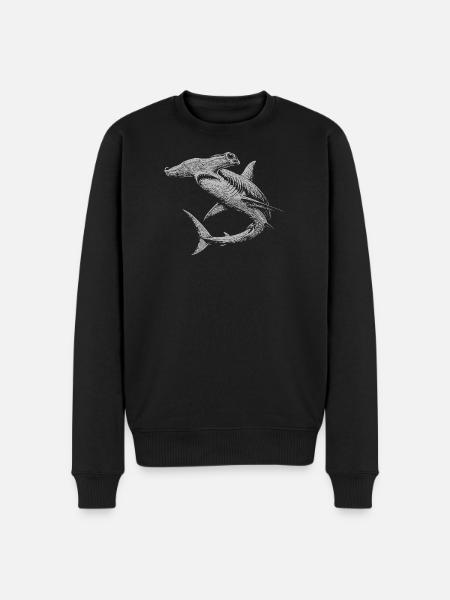 Hammerhead Shark Swirl Silhouette Duo - Men's Premium Organic Jumper - black