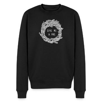 Gib mir einen Umarmungs-Pflanzenkranz - Männer Premium Bio Pullover - Schwarz - Vorne - Nico (187cm)