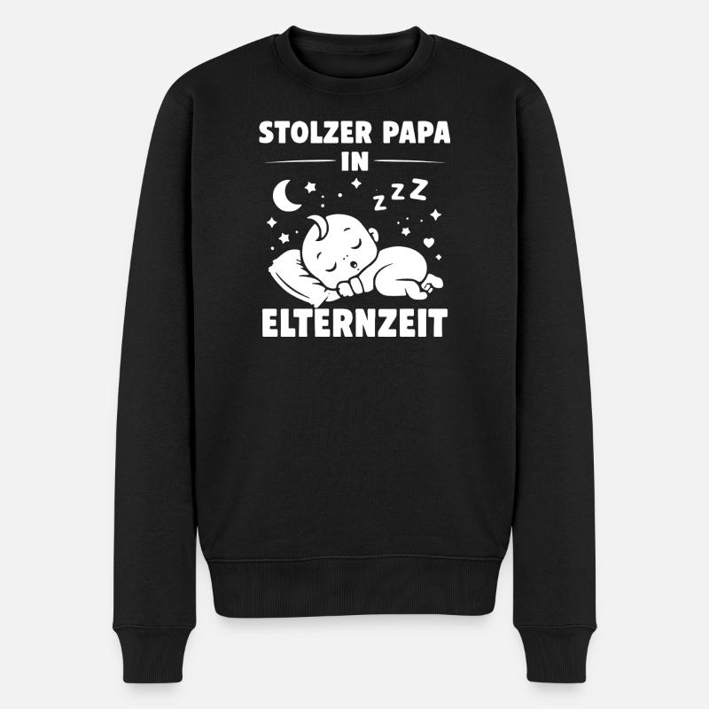 Stolzer Papa in Elternzeit - Männer Premium Bio Pullover - Schwarz