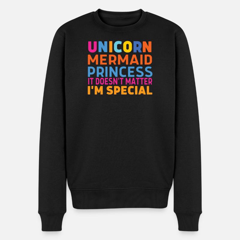 Unicorn mermaid princess - Männer Premium Bio Pullover - Schwarz