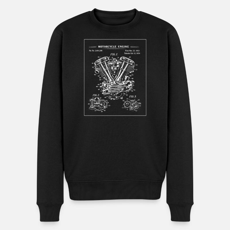 Illustration du plan du moteur V-Twin - Pull Premium bio Homme - noir