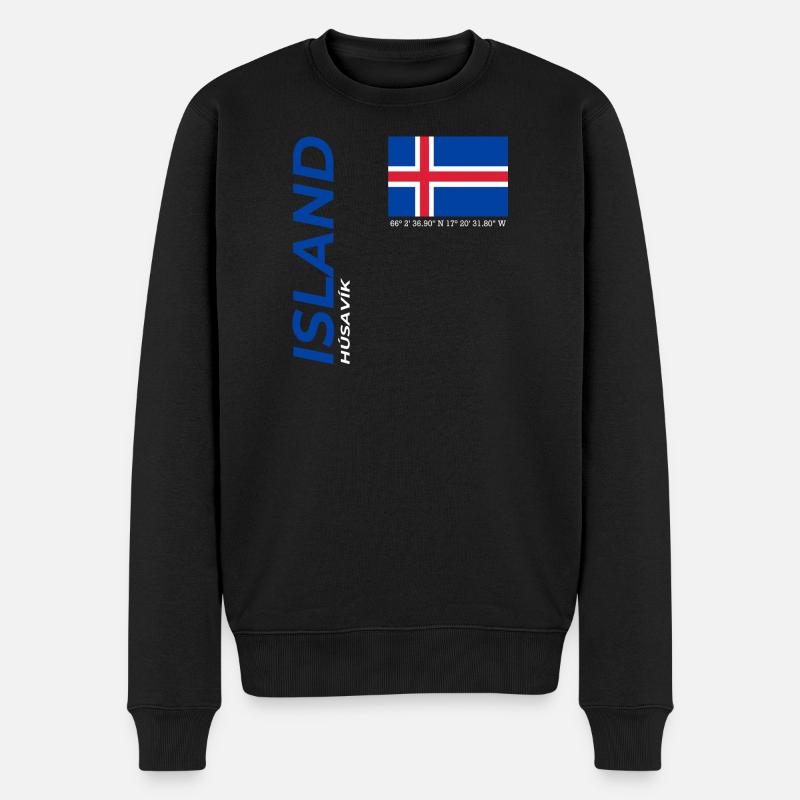 Húsavík - Männer Premium Bio Pullover - Schwarz