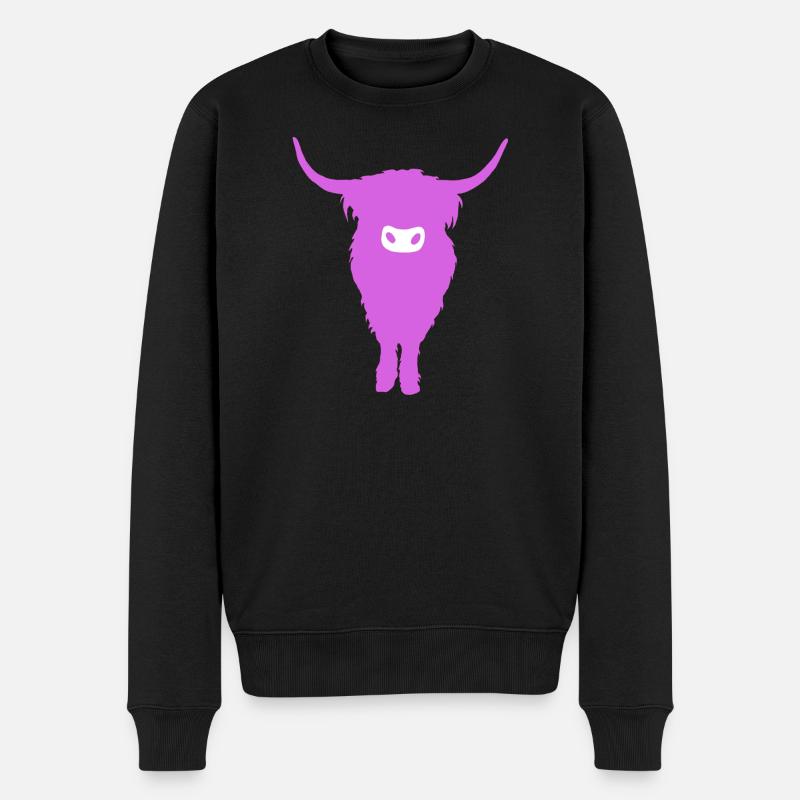 Lila Fancy Highland-Kuh - Männer Premium Bio Pullover - Schwarz