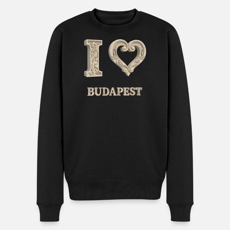 I Love Budapest – Architectural City Design - Männer Premium Bio Pullover - Schwarz