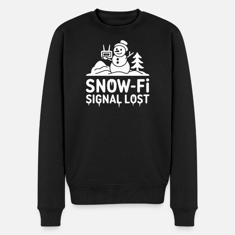  Snow Fi Signal Lost Lustiger Schneemann Winter - Männer Premium Bio Pullover - Schwarz
