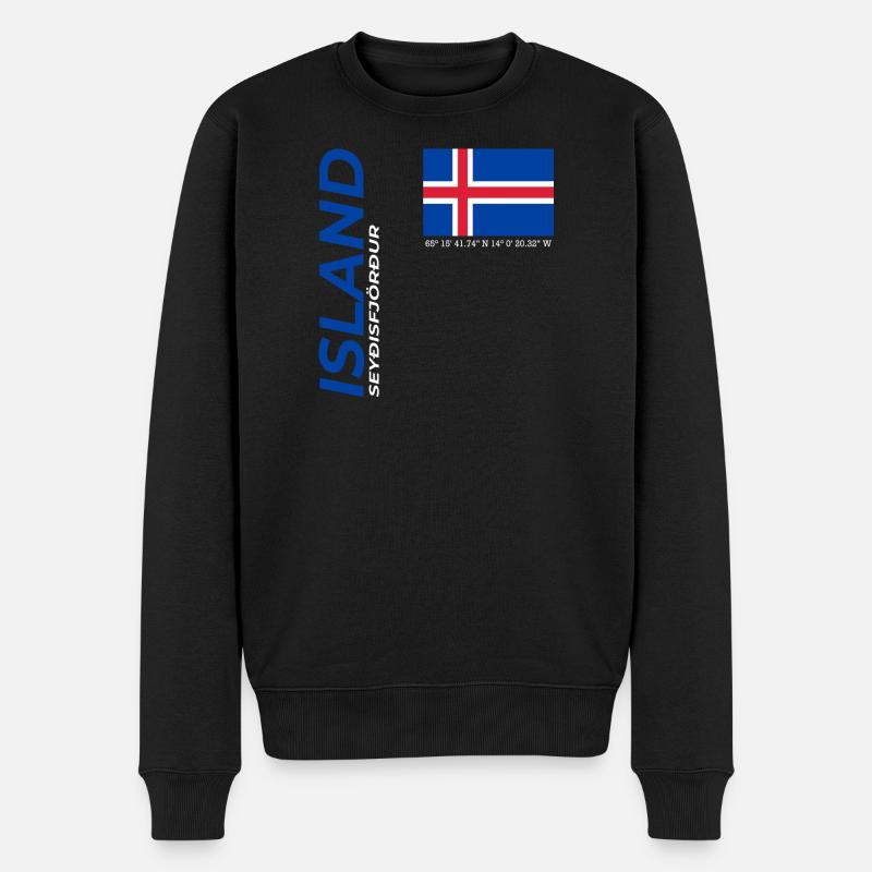 Seyðisfjörður  - Männer Premium Bio Pullover - Schwarz