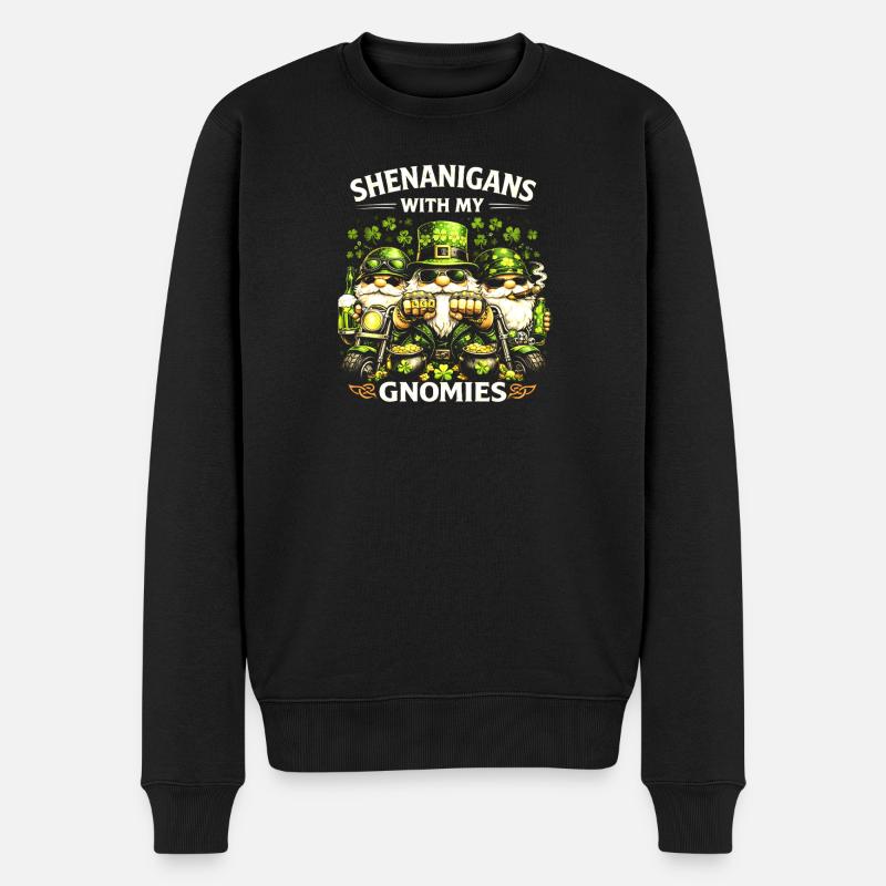 Shenanigans mit meinen Gnomen - Männer Premium Bio Pullover - Schwarz