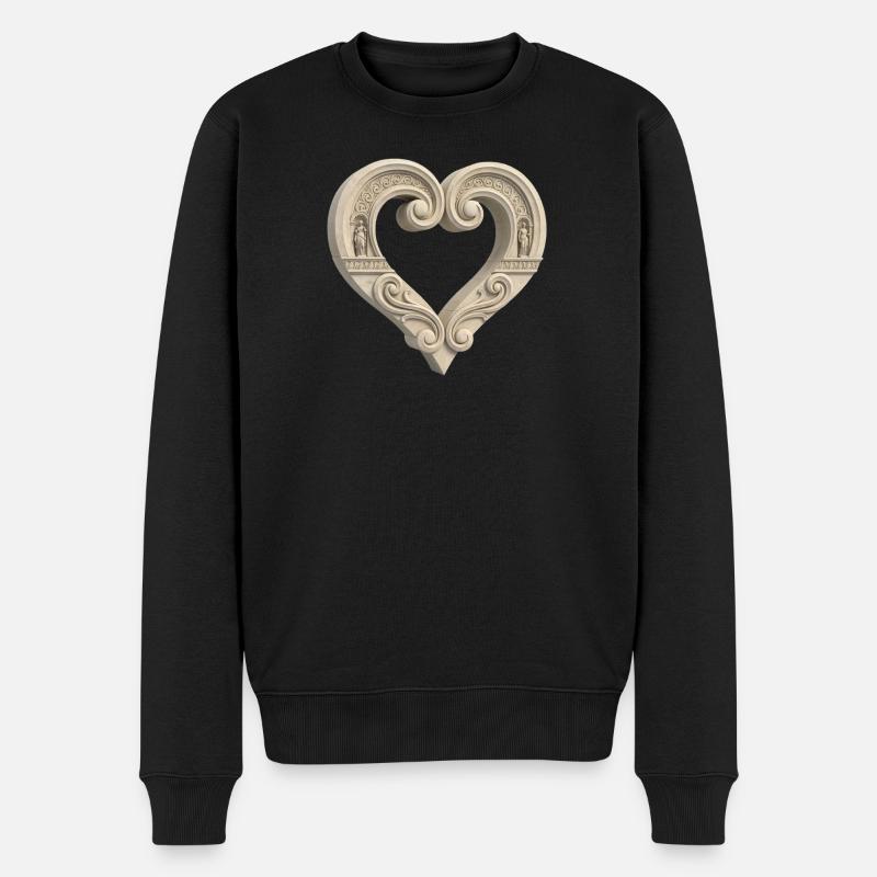 Architectural Stone Heart Sculpture - Männer Premium Bio Pullover - Schwarz
