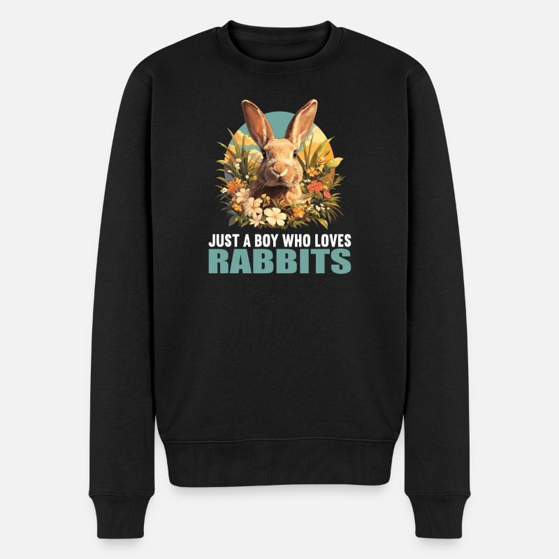 Hasen Hase - Männer Premium Bio Pullover - Schwarz