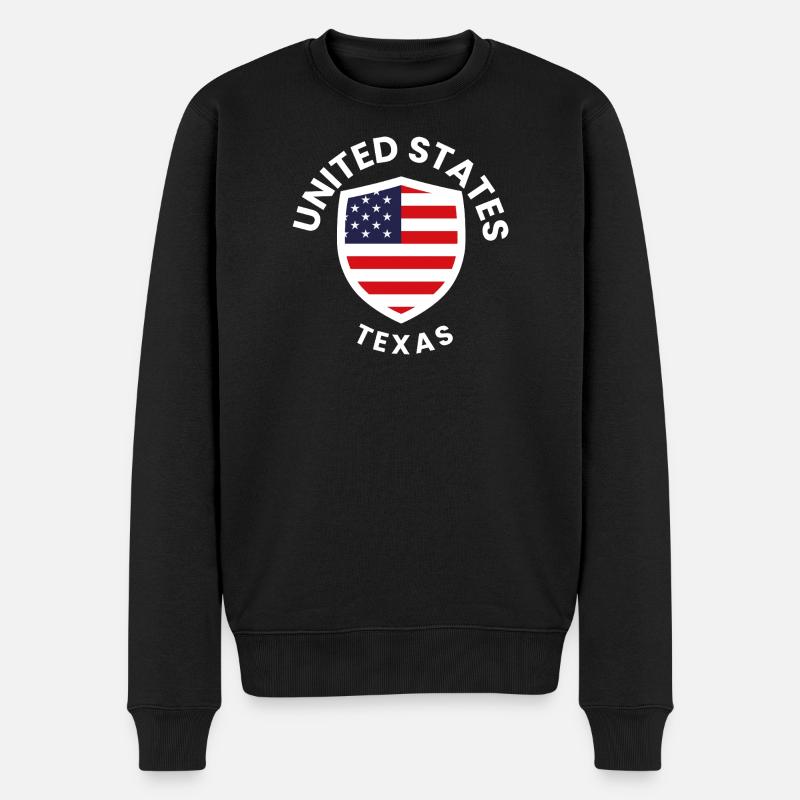 Geschütztes USA-Texas-Emblem - Männer Premium Bio Pullover - Schwarz