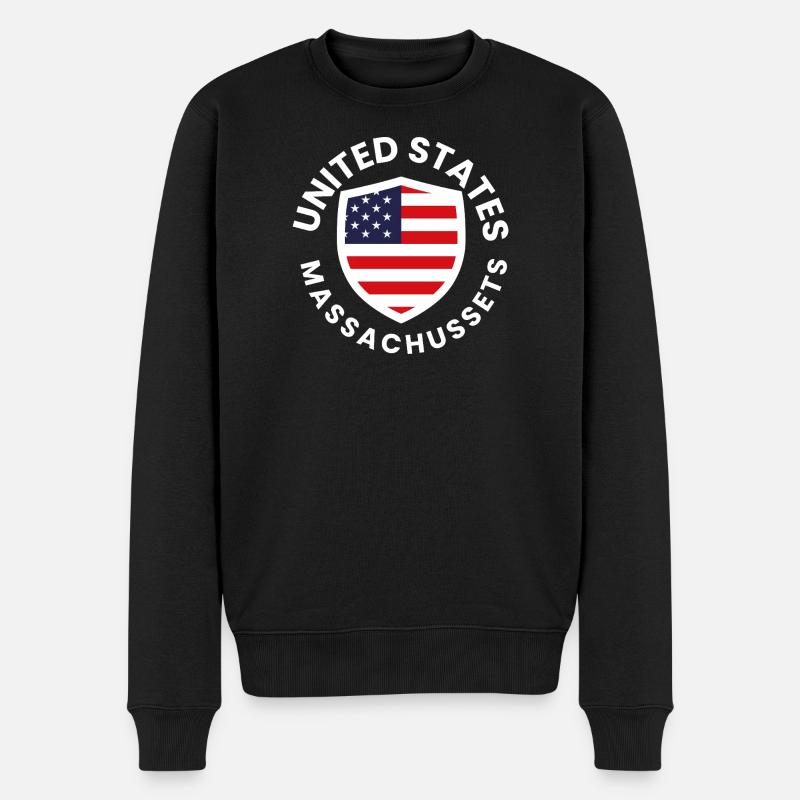 Amerikanischer Schild mit Flaggendesign - Männer Premium Bio Pullover - Schwarz