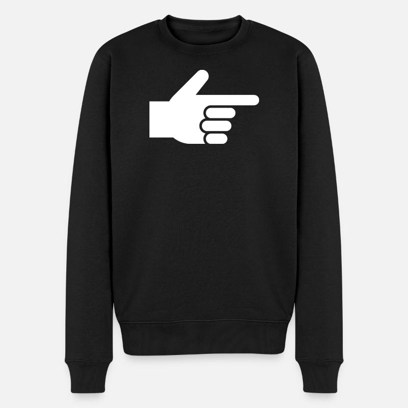 Hand, Zeigefinger, Zeiger - Männer Premium Bio Pullover - Schwarz