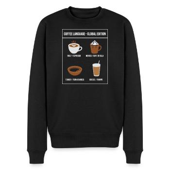 Coffee Language Global Edition - Men's Premium Organic Jumper - black - Front - Nico (187cm)
