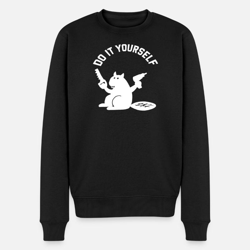 Rizinusbricolage, mach es selbst - Männer Premium Bio Pullover - Schwarz