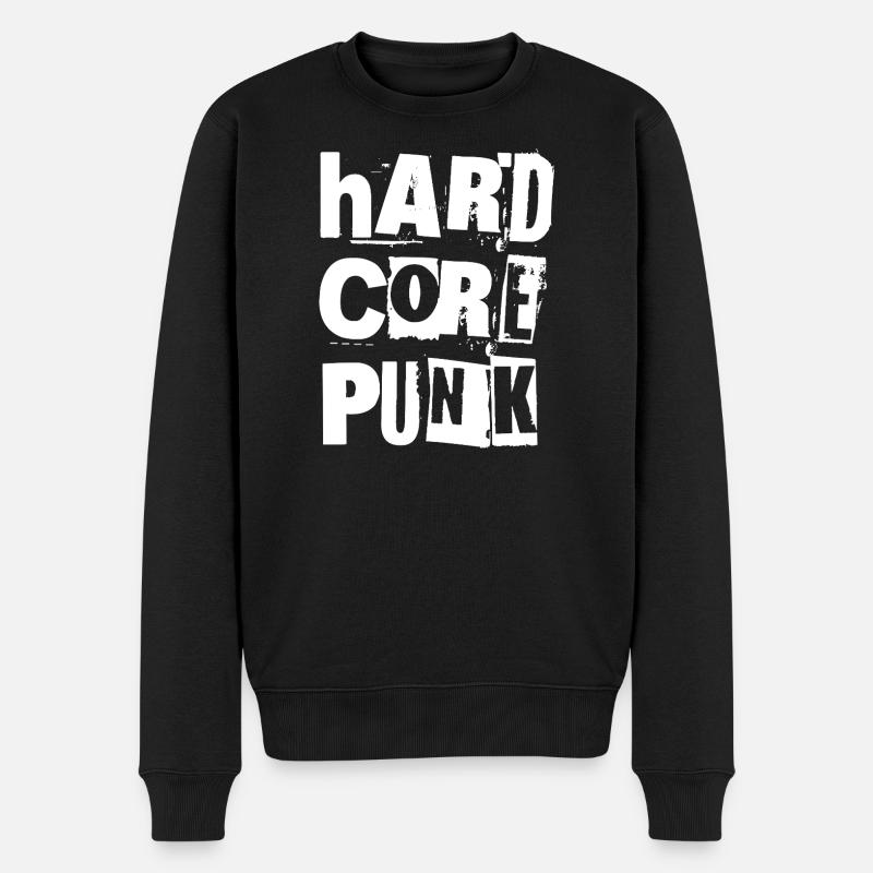 Hardcore Punk Distressed Typografie - Männer Premium Bio Pullover - Schwarz