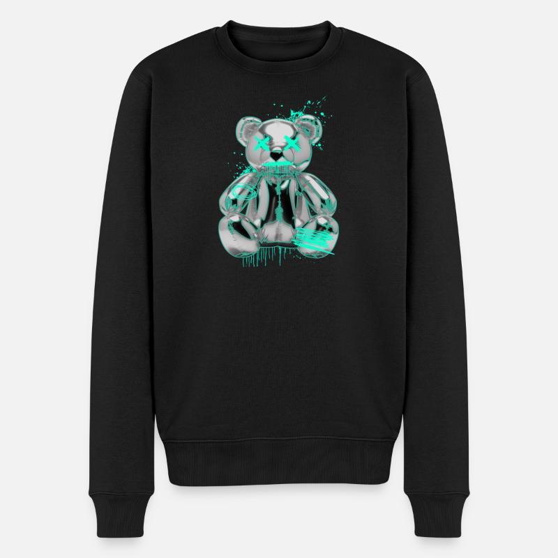 Graffiti Teddy Rebell Street Art - Männer Premium Bio Pullover - Schwarz