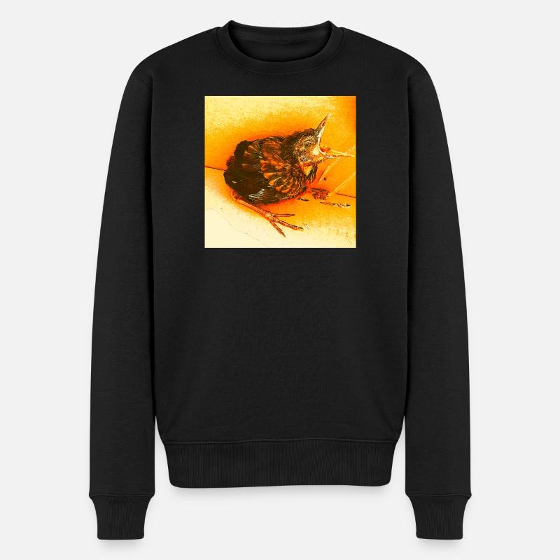 Hungrige Amsel - Männer Premium Bio Pullover - Schwarz