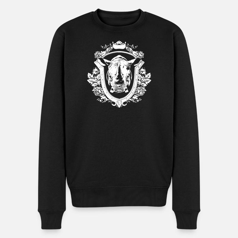 Nashorn Wappen - Männer Premium Bio Pullover - Schwarz