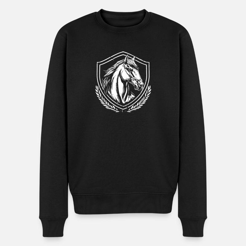 Pferd im Wappenschild – Ehrenlaurel - Männer Premium Bio Pullover - Schwarz