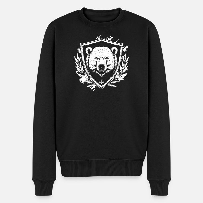 Bärenwappen Schild Illustration - Männer Premium Bio Pullover - Schwarz