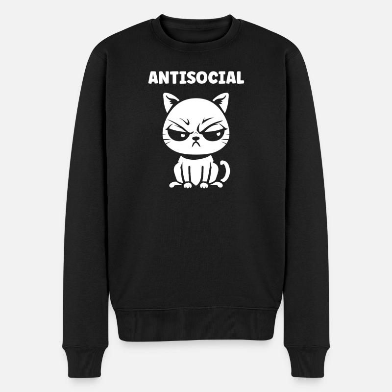 Antisozialer Schwarz-Weiß-Chat - Männer Premium Bio Pullover - Schwarz