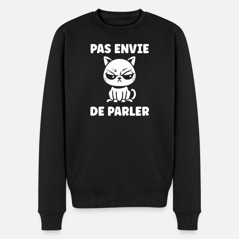 Chat grognon pas envie de parler - Pull Premium bio Homme - noir