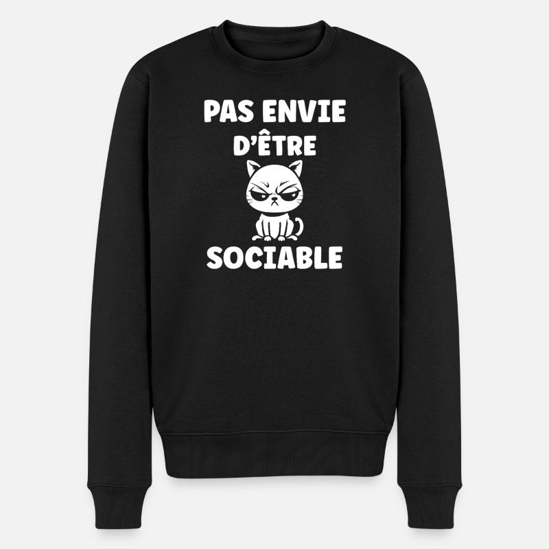 Nicht gesellig sein wollen — Katze - Männer Premium Bio Pullover - Schwarz