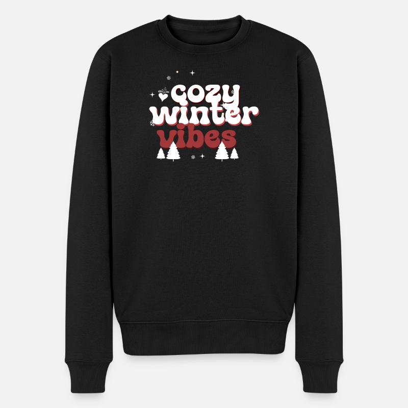 Gemütliche Wintervibes Puffiger Text - Männer Premium Bio Pullover - Schwarz