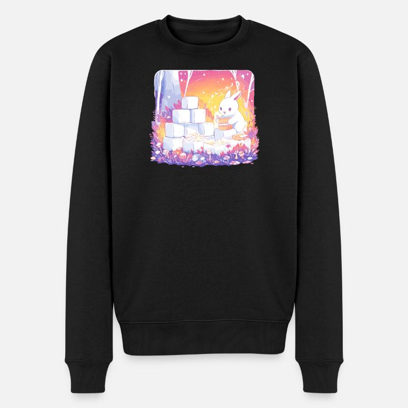 Kaninchen im Zuckerwald - Männer Premium Bio Pullover - Schwarz