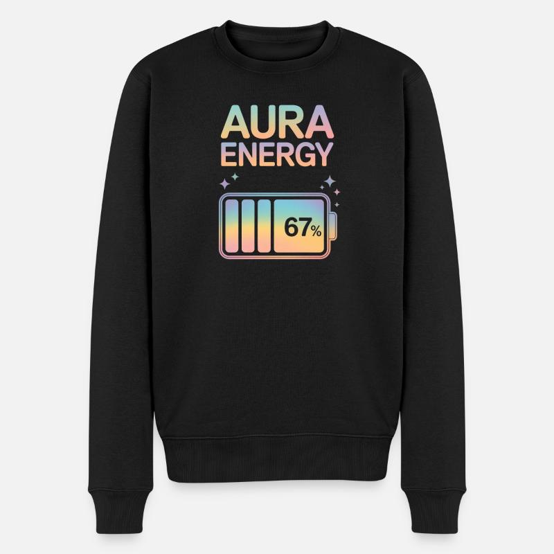 Aura Energy 67% Pastell-Batterie-Meme - Männer Premium Bio Pullover - Schwarz