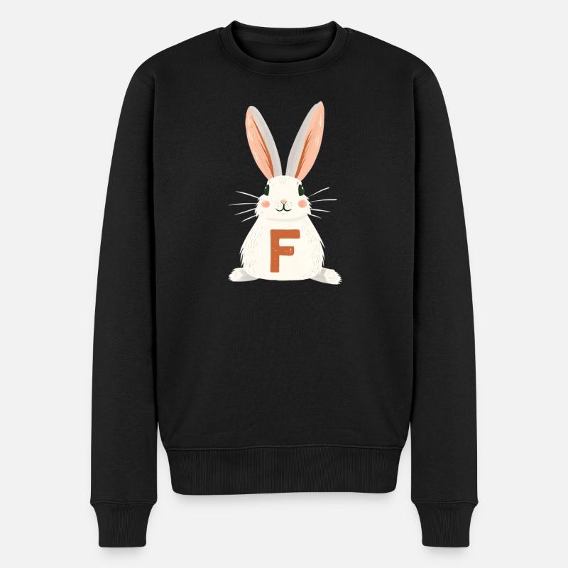 F -Buchstabe - Hase - Personalisierbar - Männer Premium Bio Pullover - Schwarz