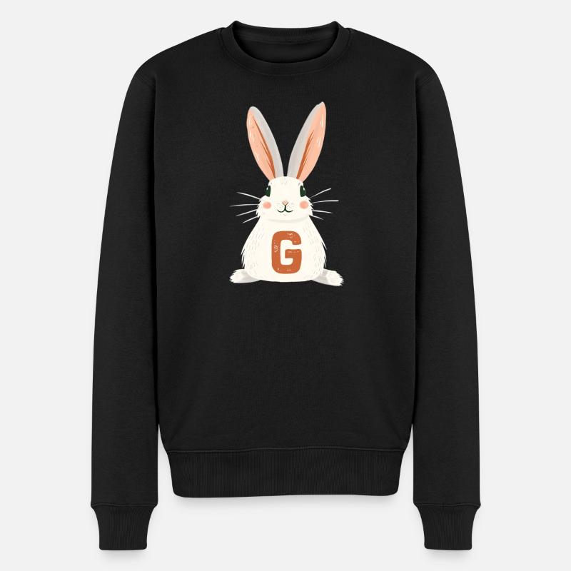 G -Buchstabe - Hase - Personalisierbar - Männer Premium Bio Pullover - Schwarz