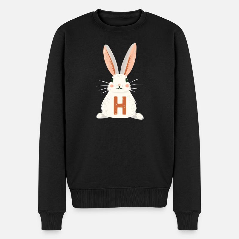 H -Buchstabe - Hase - Personalisierbar - Männer Premium Bio Pullover - Schwarz