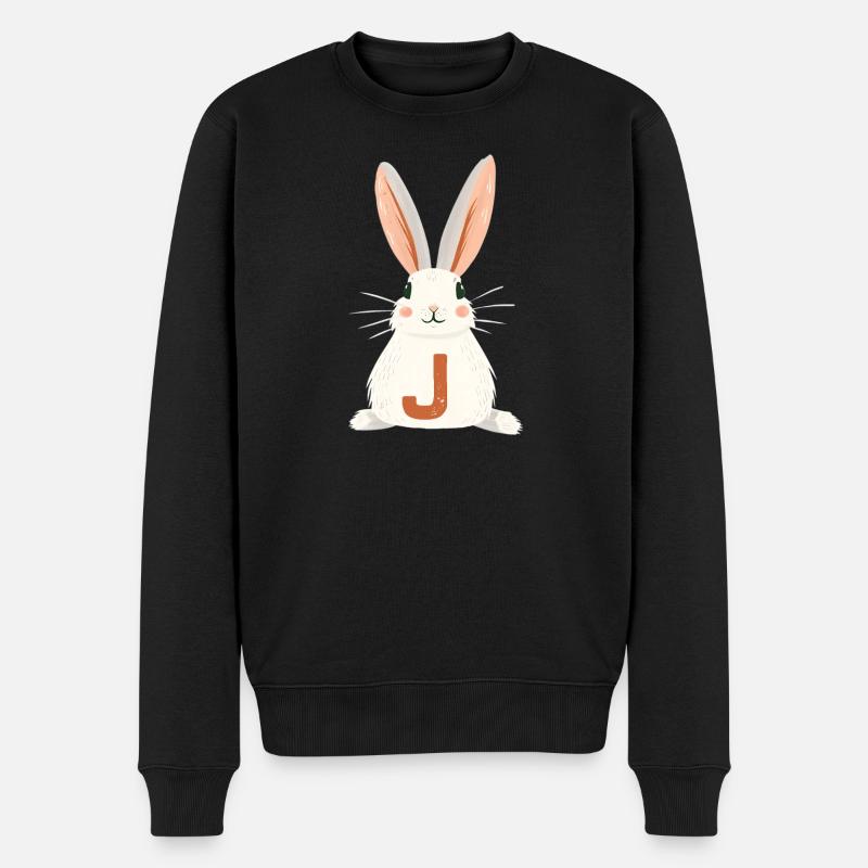 J - Lettre - Lapin - Personnalisable - Pull Premium bio Homme - noir