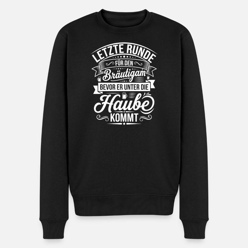 Letzte Runde vor der Hochzeit - Männer Premium Bio Pullover - Schwarz