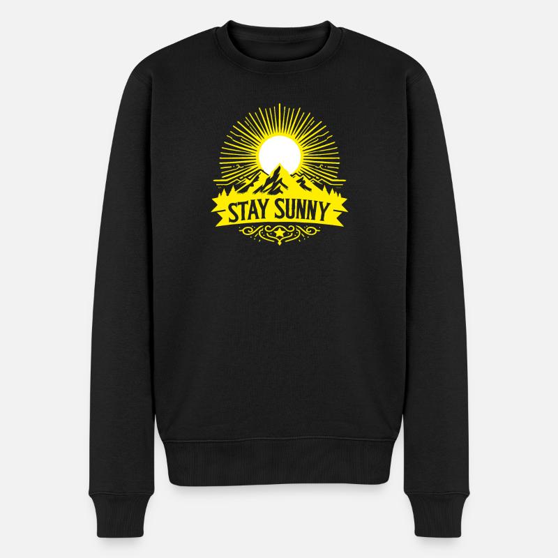 Reste ensoleillé - Soleil blanc - Pull Premium bio Homme - noir