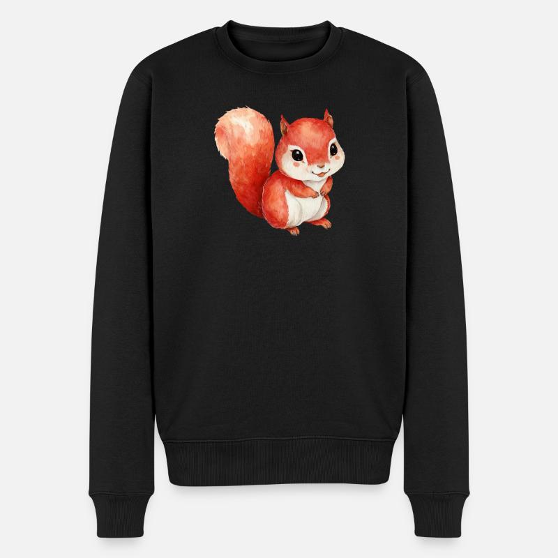 Waldtier, niedliches Eichhörnchen für Kinder - Männer Premium Bio Pullover - Schwarz