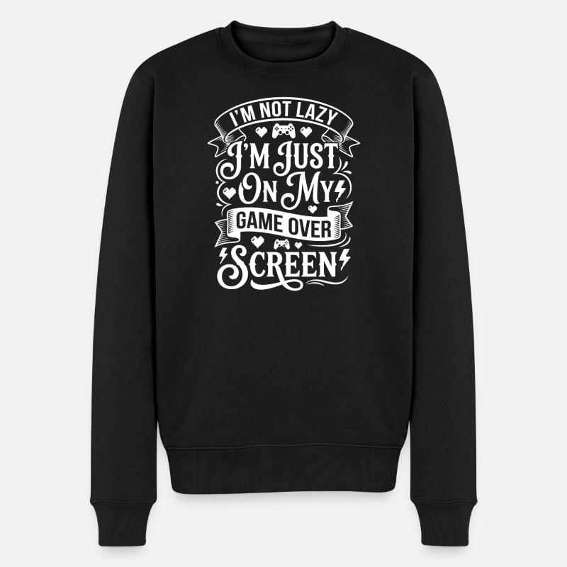 Ich bin nicht faul, nur im Game Over Screen - Männer Premium Bio Pullover - Schwarz