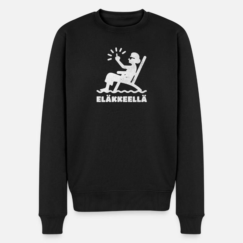 Im Ruhestand – Oma im Strandstuhl - Männer Premium Bio Pullover - Schwarz