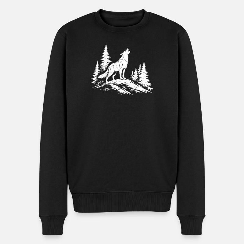 loup hurlant - Pull Premium bio Homme - noir