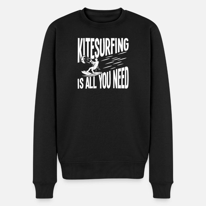 Kitesurfen Ist Alles Was Du Brauchst - Männer Premium Bio Pullover - Schwarz