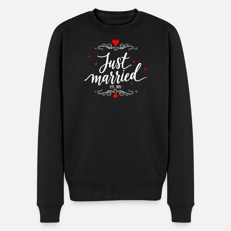 Just Married Hochzeitsdesign - Männer Premium Bio Pullover - Schwarz