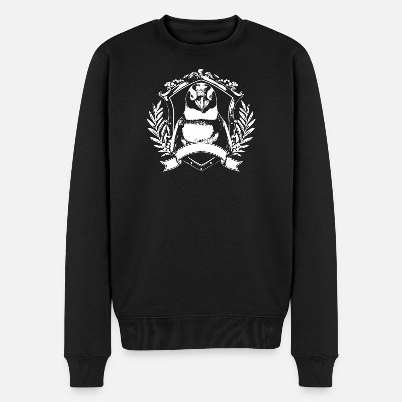 Pinguin Wappen Crest - Männer Premium Bio Pullover - Schwarz