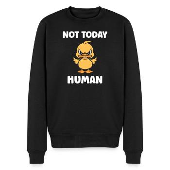 Rebel Duck Kein Mensch heute - Männer Premium Bio Pullover - Schwarz - Vorne - Nico (187cm)